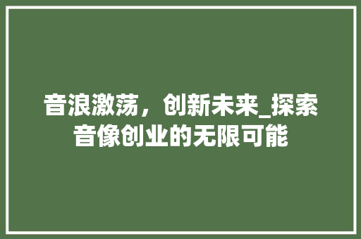 音浪激荡，创新未来_探索音像创业的无限可能
