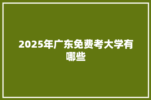 2025年广东免费考大学有哪些