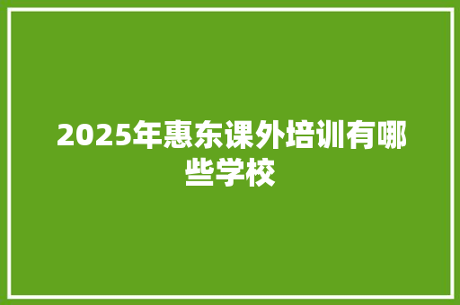 2025年惠东课外培训有哪些学校