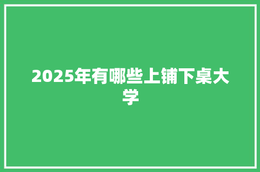 2025年有哪些上铺下桌大学