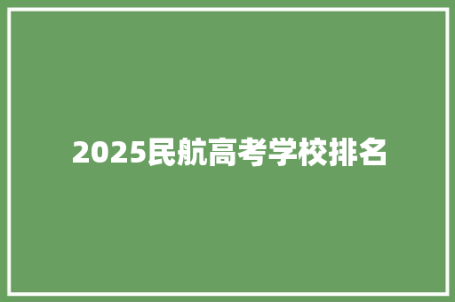 2025民航高考学校排名