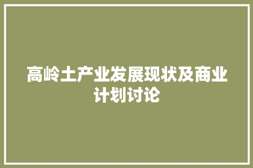 高岭土产业发展现状及商业计划讨论