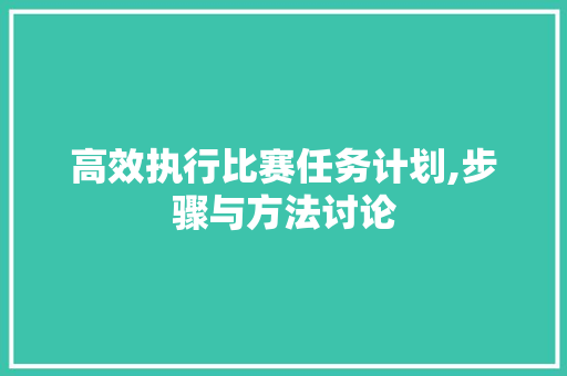 高效执行比赛任务计划,步骤与方法讨论