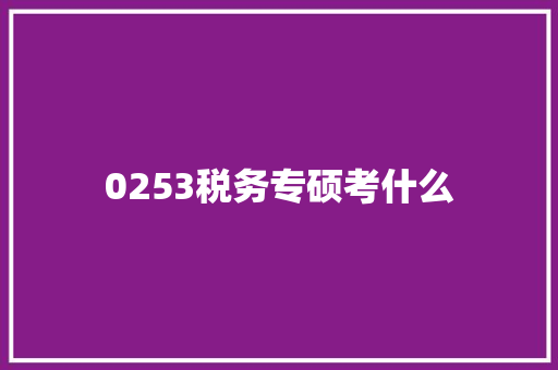 0253税务专硕考什么
