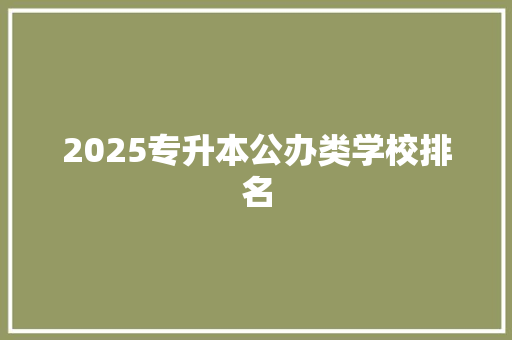 2025专升本公办类学校排名