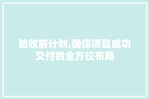 验收前计划,确保项目成功交付的全方位布局