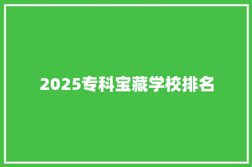 2025专科宝藏学校排名