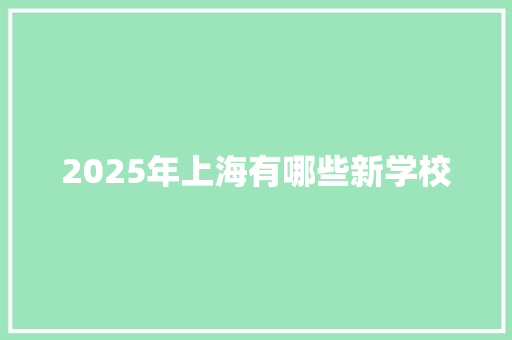 2025年上海有哪些新学校