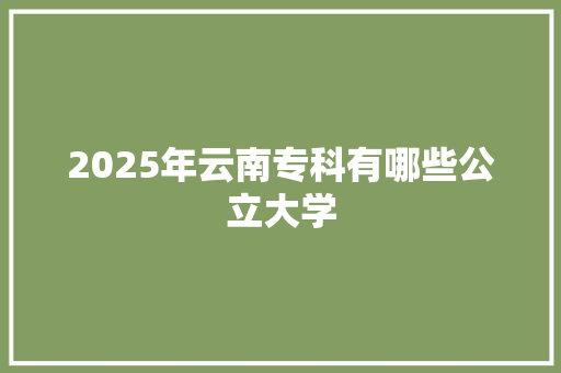 2025年云南专科有哪些公立大学