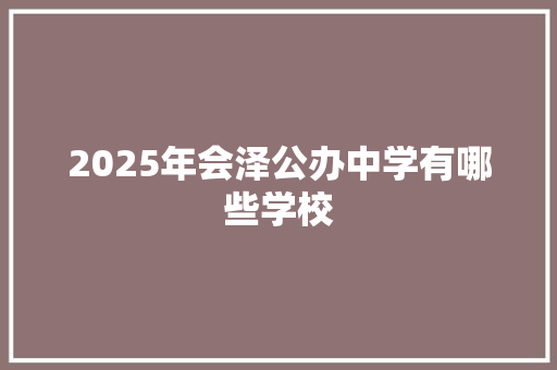2025年会泽公办中学有哪些学校