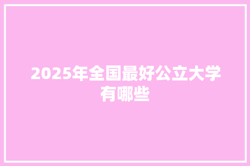 2025年全国最好公立大学有哪些