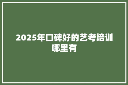 2025年口碑好的艺考培训哪里有