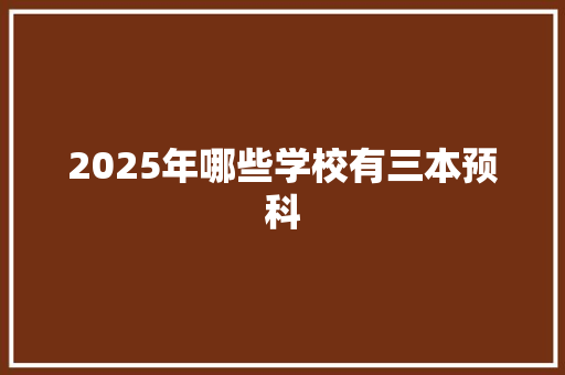 2025年哪些学校有三本预科