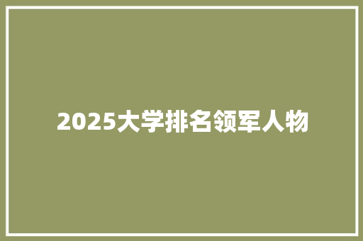 2025大学排名领军人物
