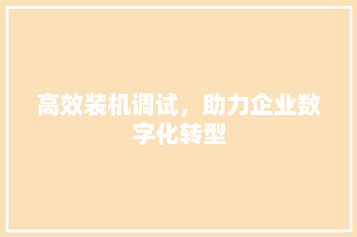 高效装机调试，助力企业数字化转型