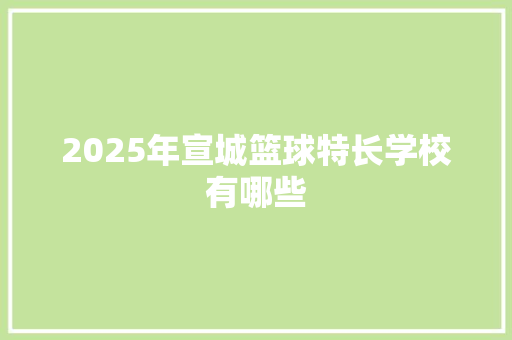 2025年宣城篮球特长学校有哪些