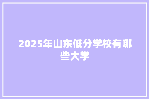 2025年山东低分学校有哪些大学