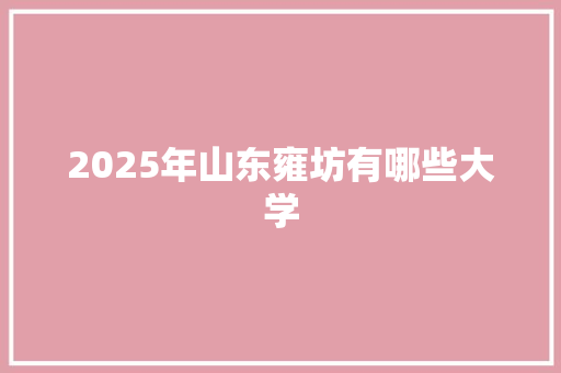 2025年山东雍坊有哪些大学
