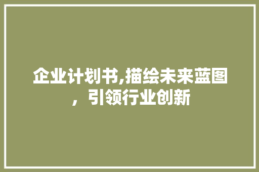 企业计划书,描绘未来蓝图，引领行业创新