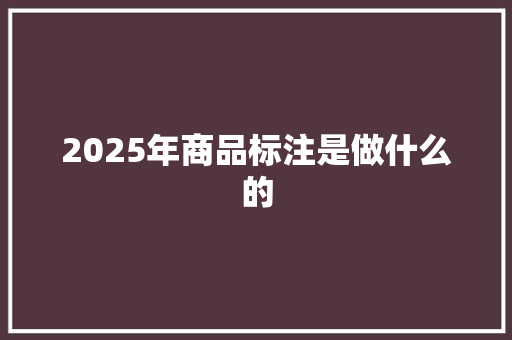 2025年商品标注是做什么的