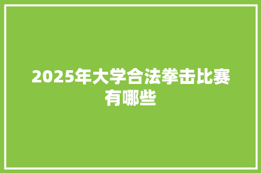 2025年大学合法拳击比赛有哪些