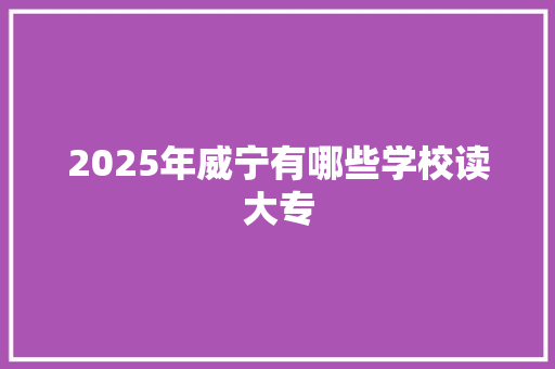 2025年威宁有哪些学校读大专