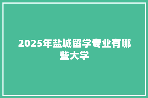 2025年盐城留学专业有哪些大学
