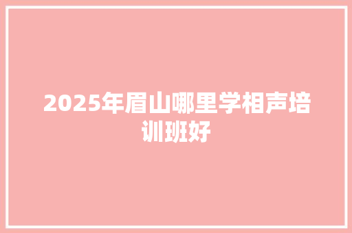 2025年眉山哪里学相声培训班好