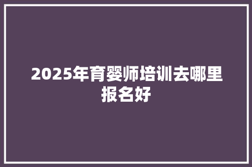 2025年育婴师培训去哪里报名好