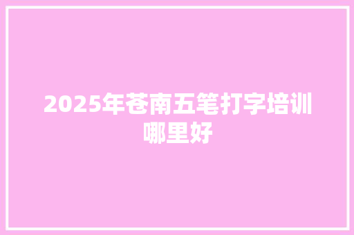 2025年苍南五笔打字培训哪里好
