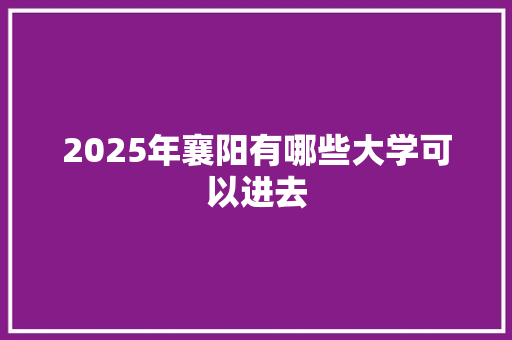 2025年襄阳有哪些大学可以进去