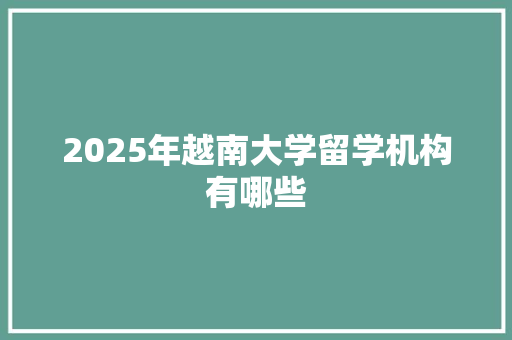 2025年越南大学留学机构有哪些