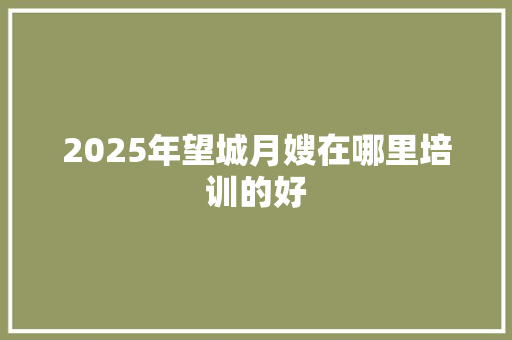 2025年望城月嫂在哪里培训的好