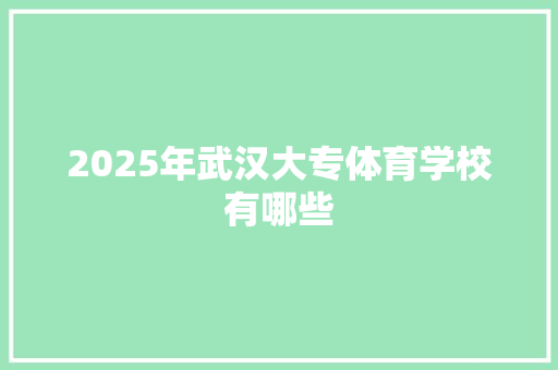 2025年武汉大专体育学校有哪些