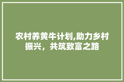 农村养黄牛计划,助力乡村振兴，共筑致富之路