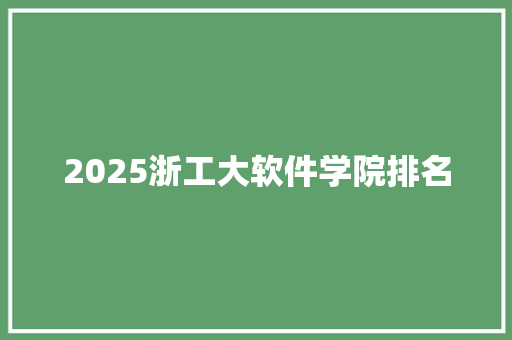 2025浙工大软件学院排名