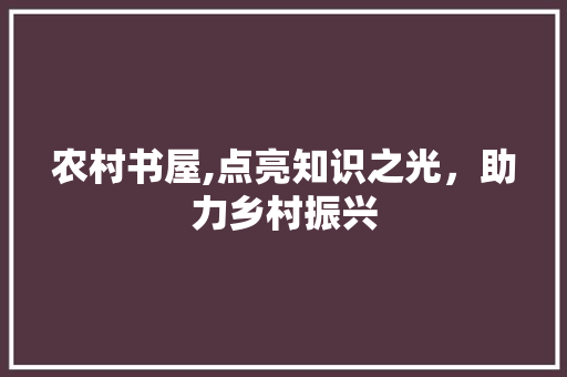 农村书屋,点亮知识之光，助力乡村振兴