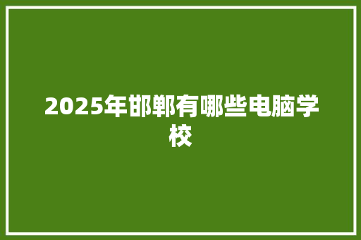 2025年邯郸有哪些电脑学校