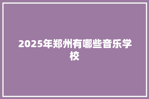 2025年郑州有哪些音乐学校