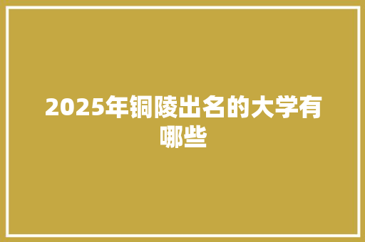 2025年铜陵出名的大学有哪些