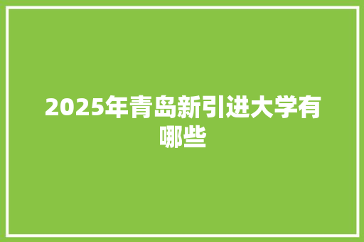 2025年青岛新引进大学有哪些