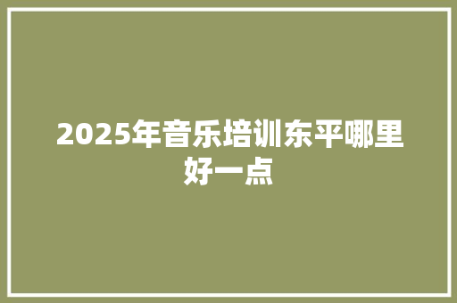 2025年音乐培训东平哪里好一点