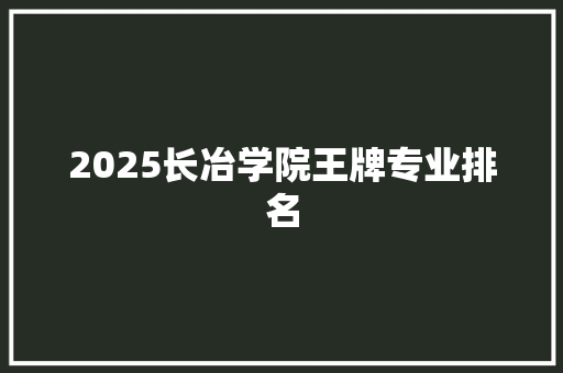 2025长冶学院王牌专业排名
