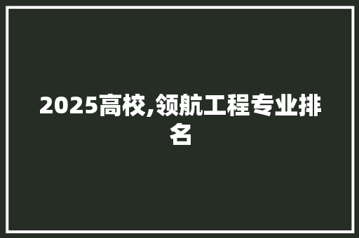 2025高校,领航工程专业排名