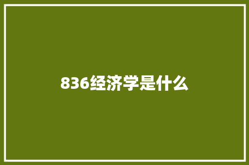 836经济学是什么
