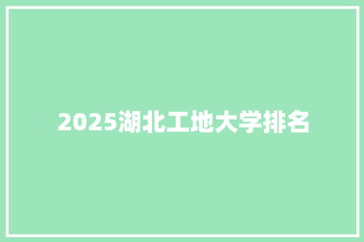 2025湖北工地大学排名