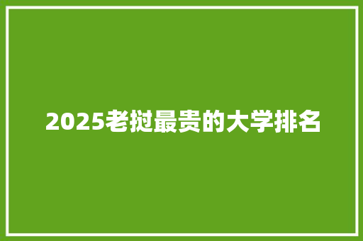 2025老挝最贵的大学排名