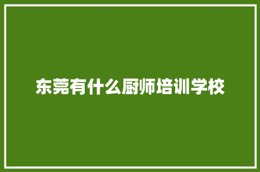 东莞有什么厨师培训学校