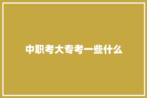 中职考大专考一些什么