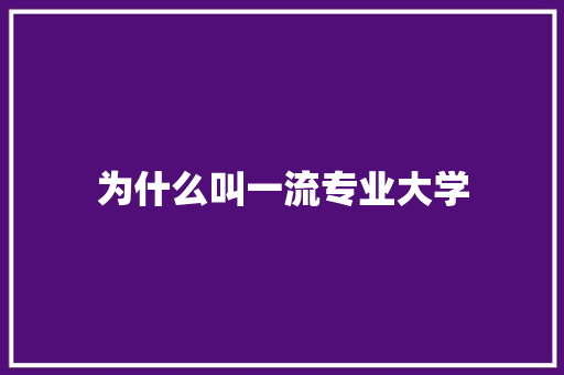 为什么叫一流专业大学